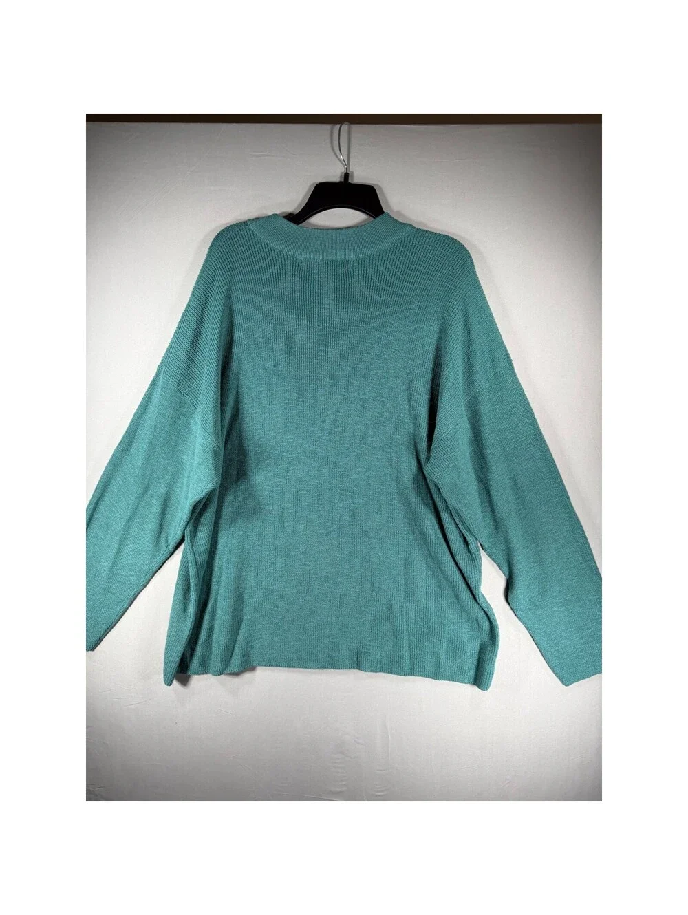 Free People Beach Oversized Rib Knit Sweater Teal Green Crew Neck Pullover Large